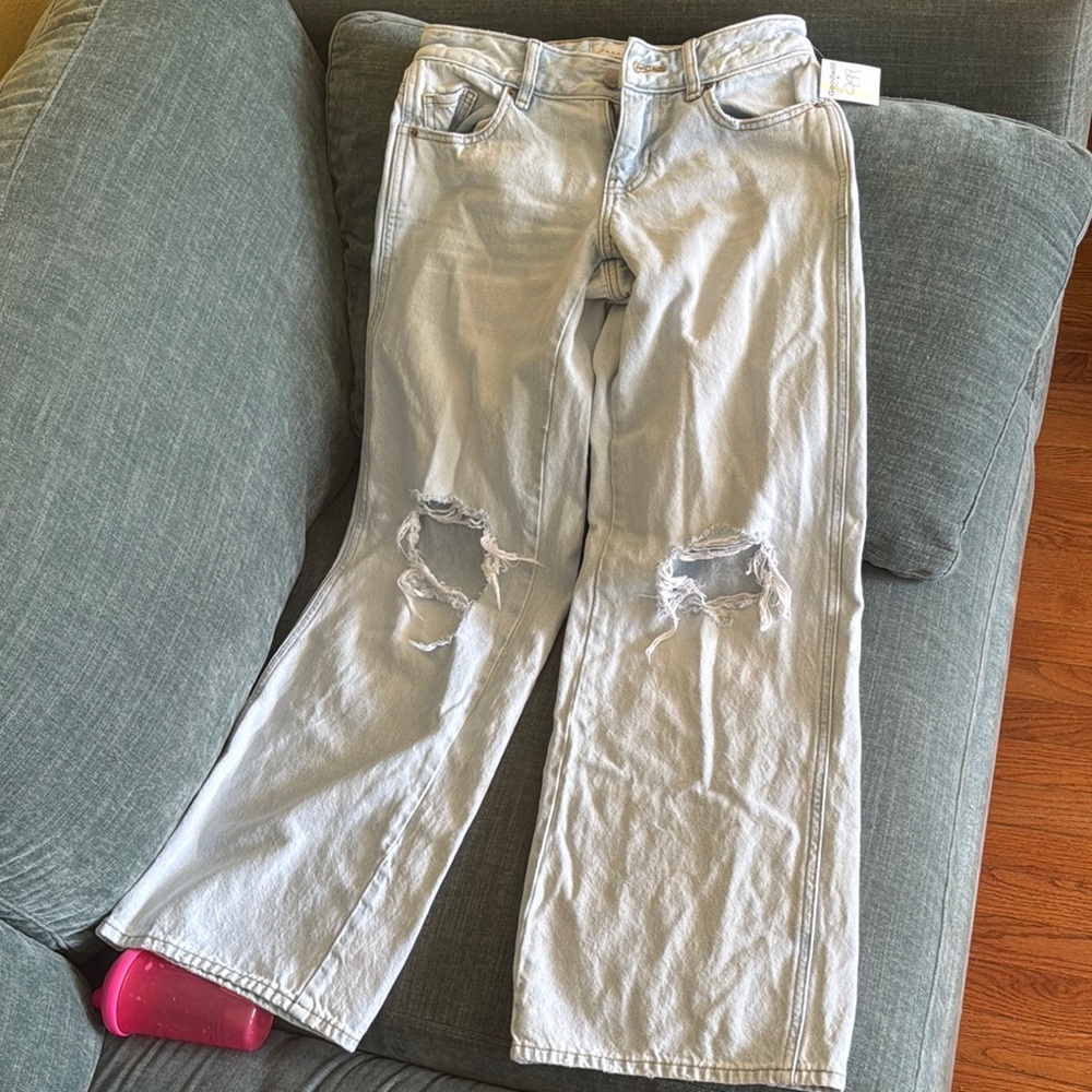 PacSun Light Gray Distressed Women's Flare Jeans